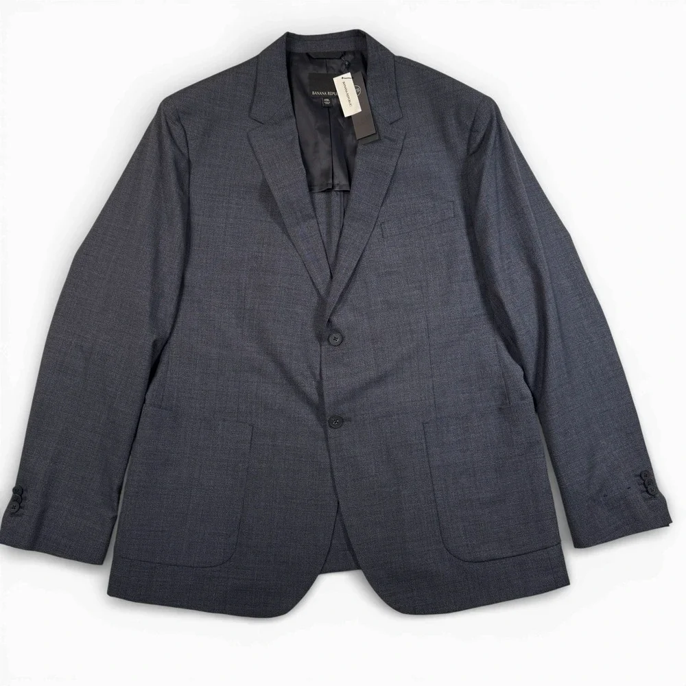 Banana‎ Republic Core Temp Blazer Mens 48L Slim Gray Wool Performance Jacket NWT